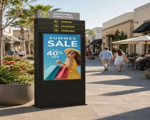 How should outdoor LCD advertising displays be positioned for optimal effectiveness?